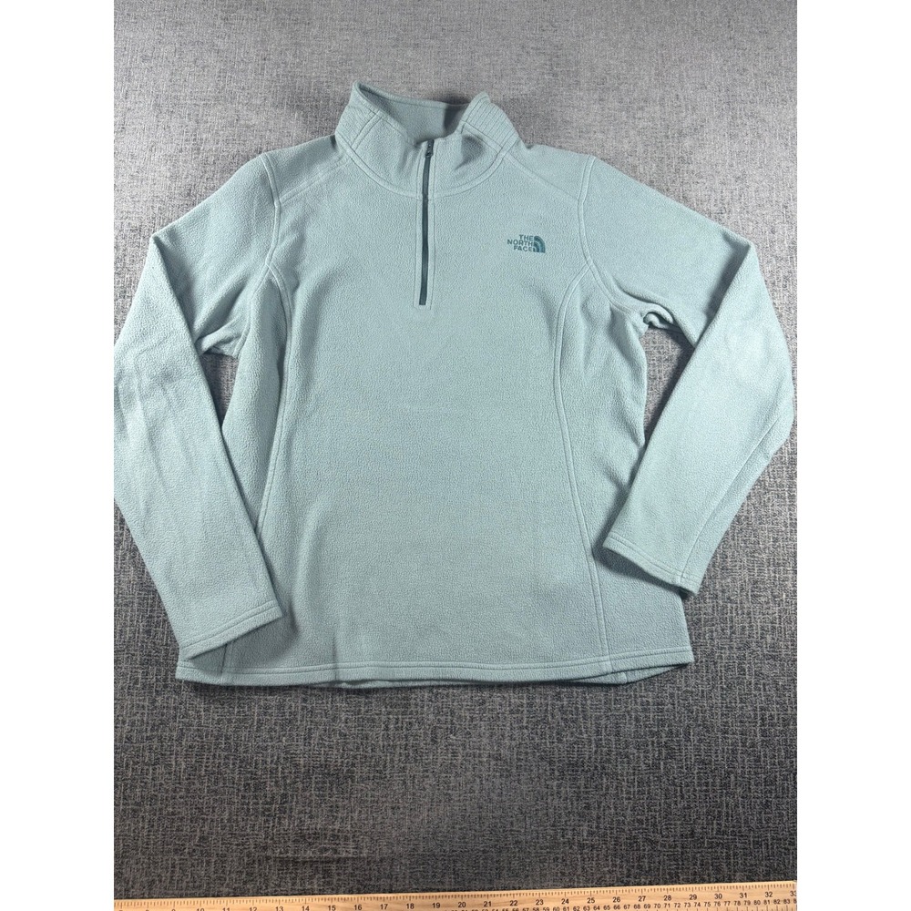 The North Face Womens TKA 100 Fleece 1/4 Zip Pullover Light Green Large